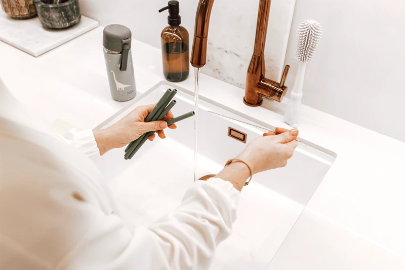Zopa Silicone Straw силиконска сламка + четкица