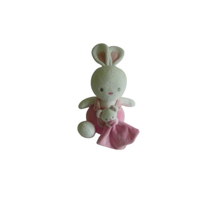 Doudou peluche lapin et son petit ours très bon état Luminou