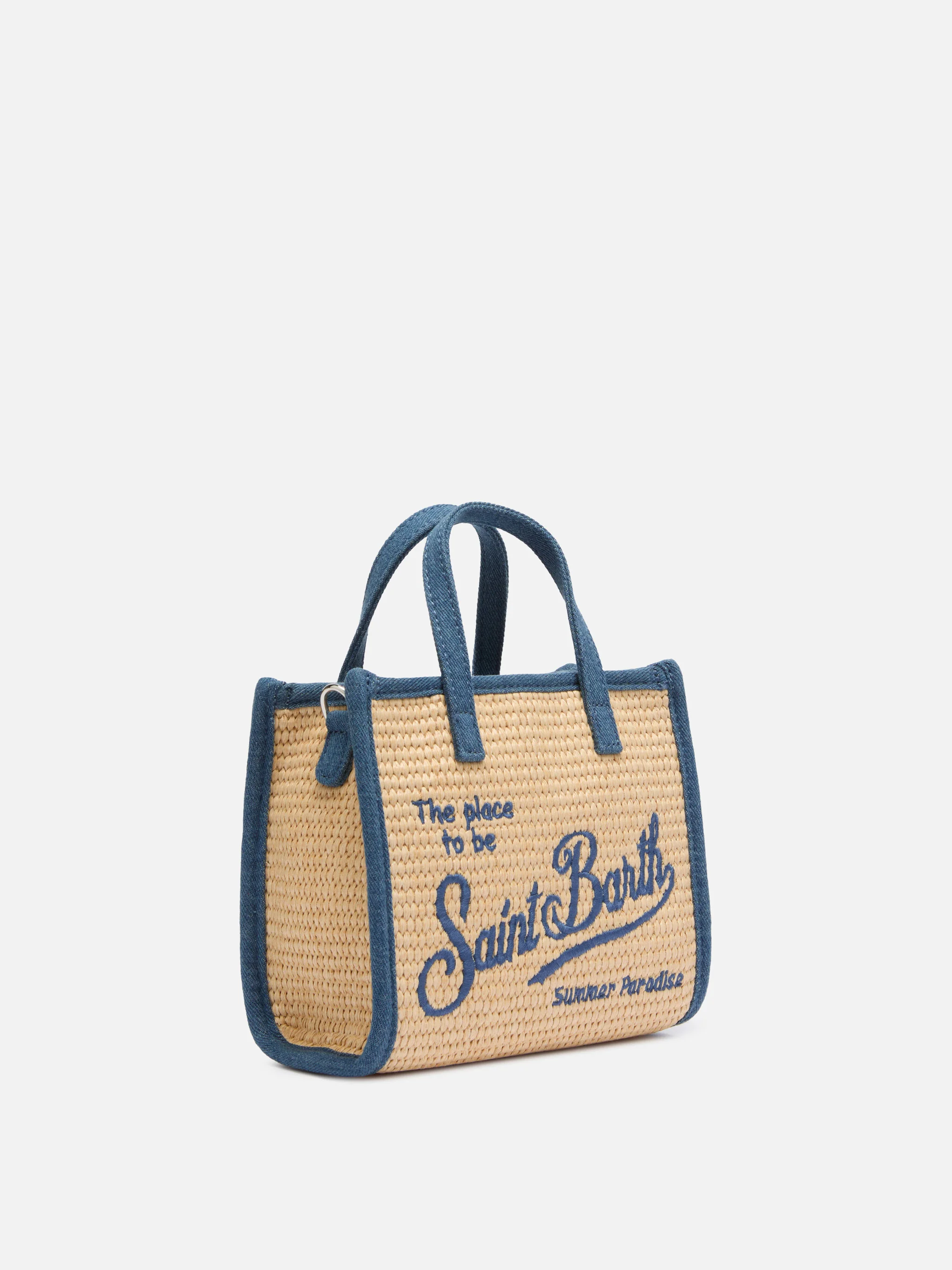 Vivian Mini beige handtas met stro-effect