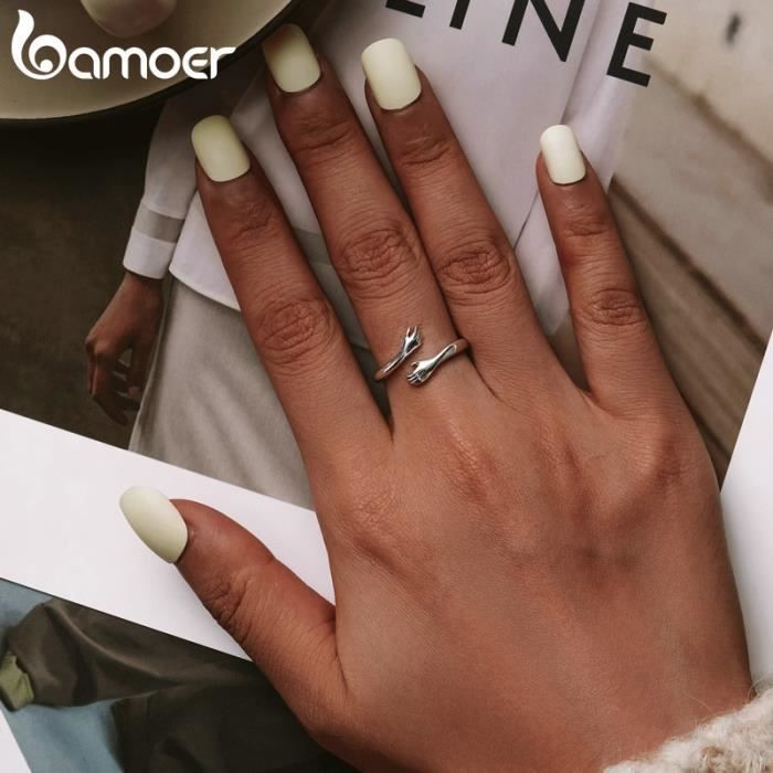 couleur or rose Bague en Argent Sterling pour Femme, Bijoux de Fête Ajustable à la Main avec ses Grands Câlin