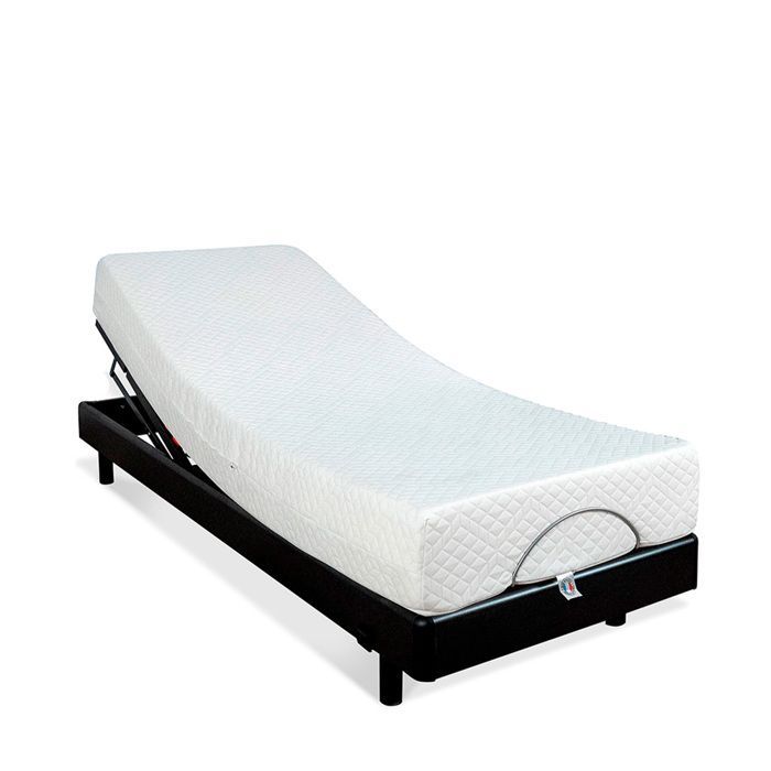 Conjunto de colchón de espuma viscoelástica + base de cama eléctrica SuperFlex de 70x190 cm.