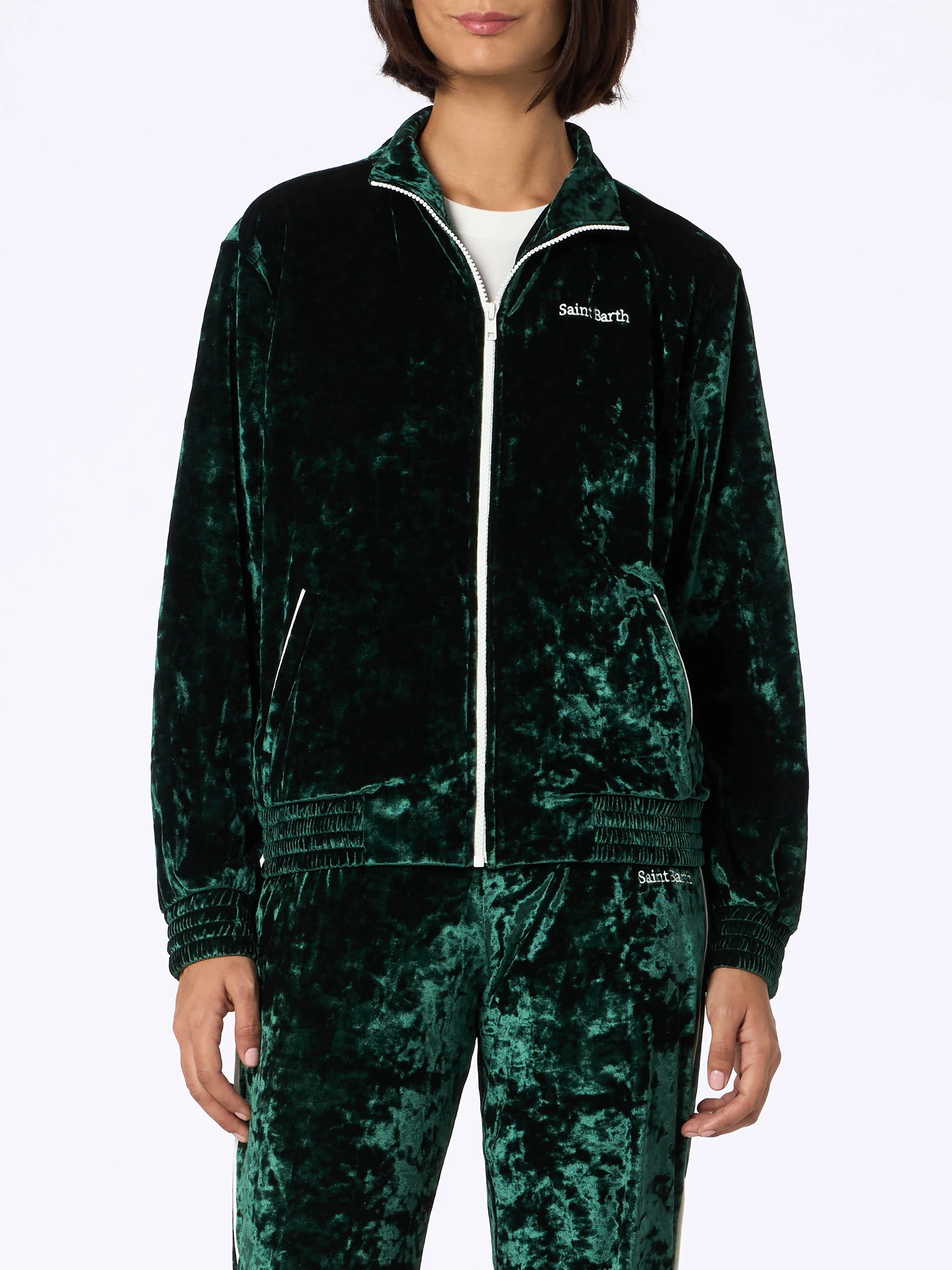Miriam Damen-Sweatshirt aus grünem Chenille.