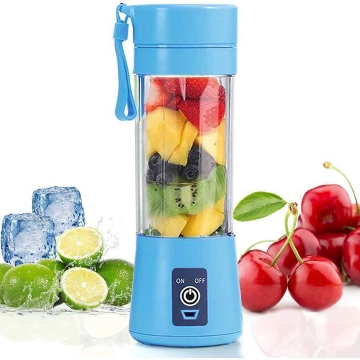 Frullatore portatile - HEYZOEY - Mini frullatore - 6 lame - Ricaricabile tramite USB - Blu