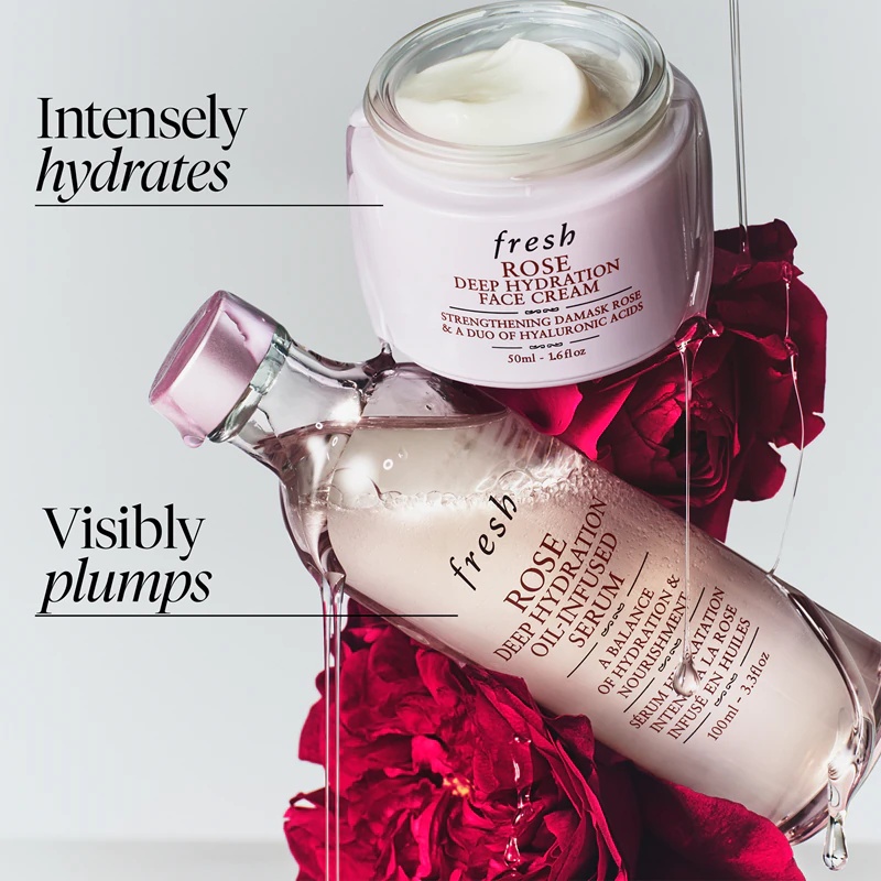 Fresh Rose Deep Hydration sejas krēms mitrinošs sejas krēms ar hialuronskābi