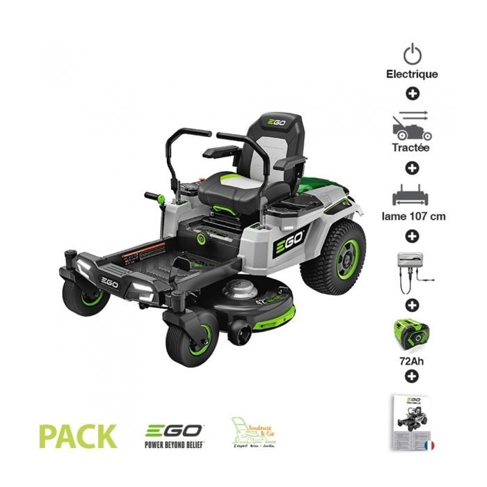 Pack 72Ah tondeuse autoportée Zturn ZT4201E 6 batteries 12Ah chargeur mural inclus