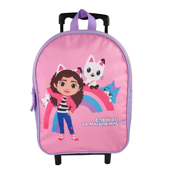 Bagtrotter - Gabby y la Casa Mágica - Mochila escolar con ruedas - Rosa pálido - Niña - 1 compartimento con cremallera -...