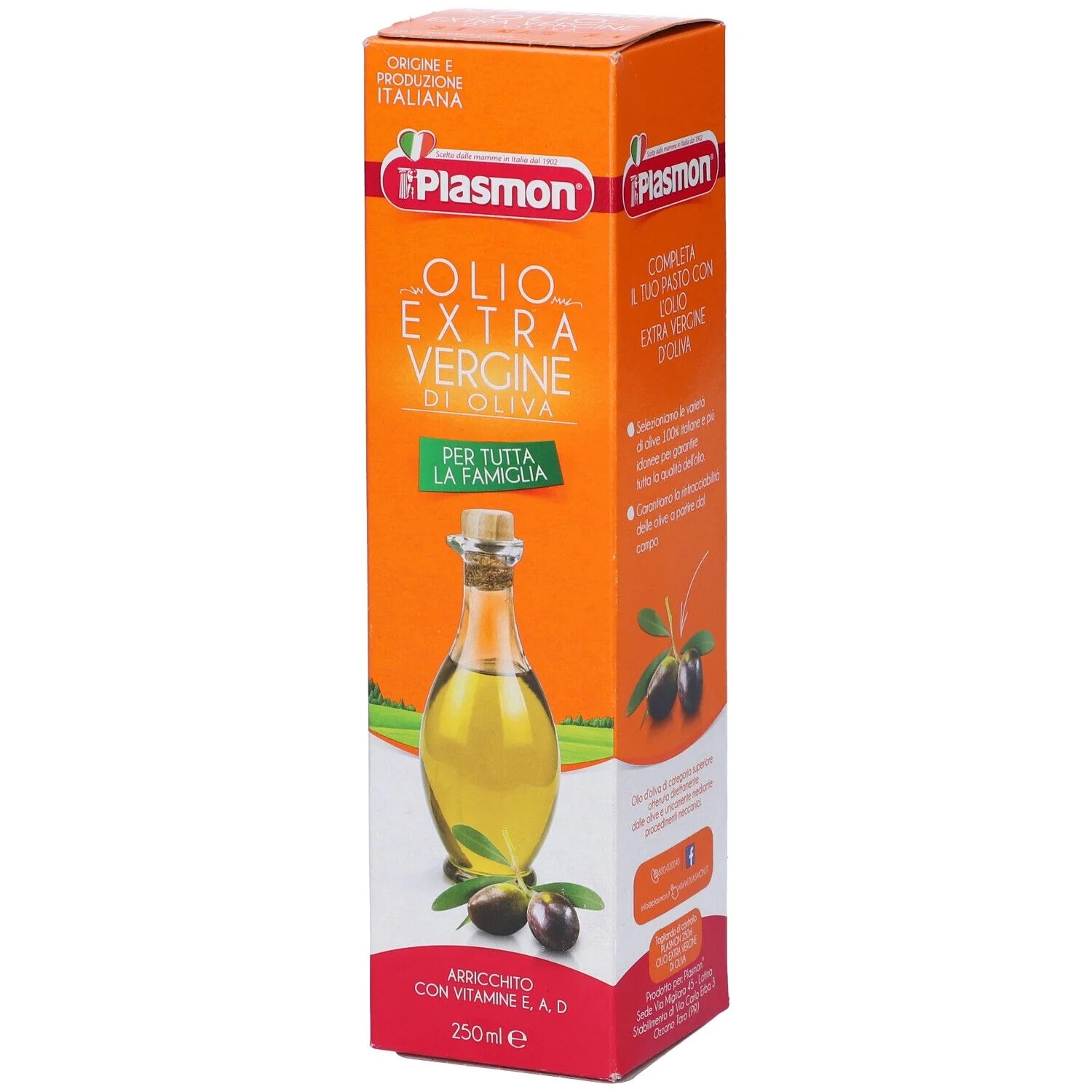 Azeite extra virgem vitaminado Plasmon 250 ml 100% azeitonas italianas