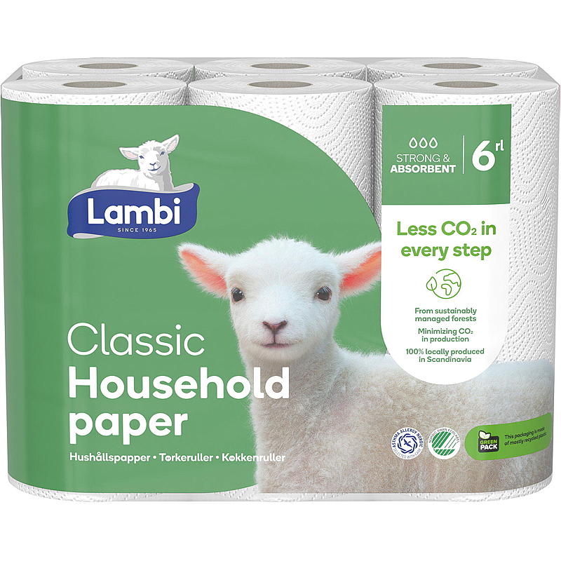 Lambi Wäschetrocknerrolle, 6er-Pack, weiß