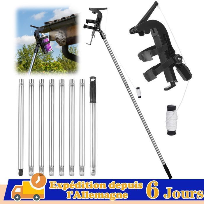 Aerosol Can Extension Pole Adapter - 2.95 meter telescopic pole - Adjustable nozzle with lanyard