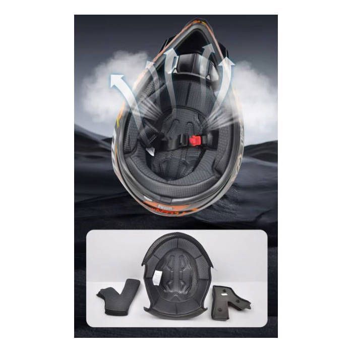 Casque intégral pour moto, AProsp Noir vif, casque tout-terrain pour quad, casque de descente pour VTT, ensemble de quatre pièces