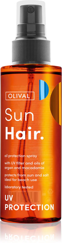 Olival zonbeschermende spray voor haar dat wordt blootgesteld aan de schadelijke effecten van zonlicht.