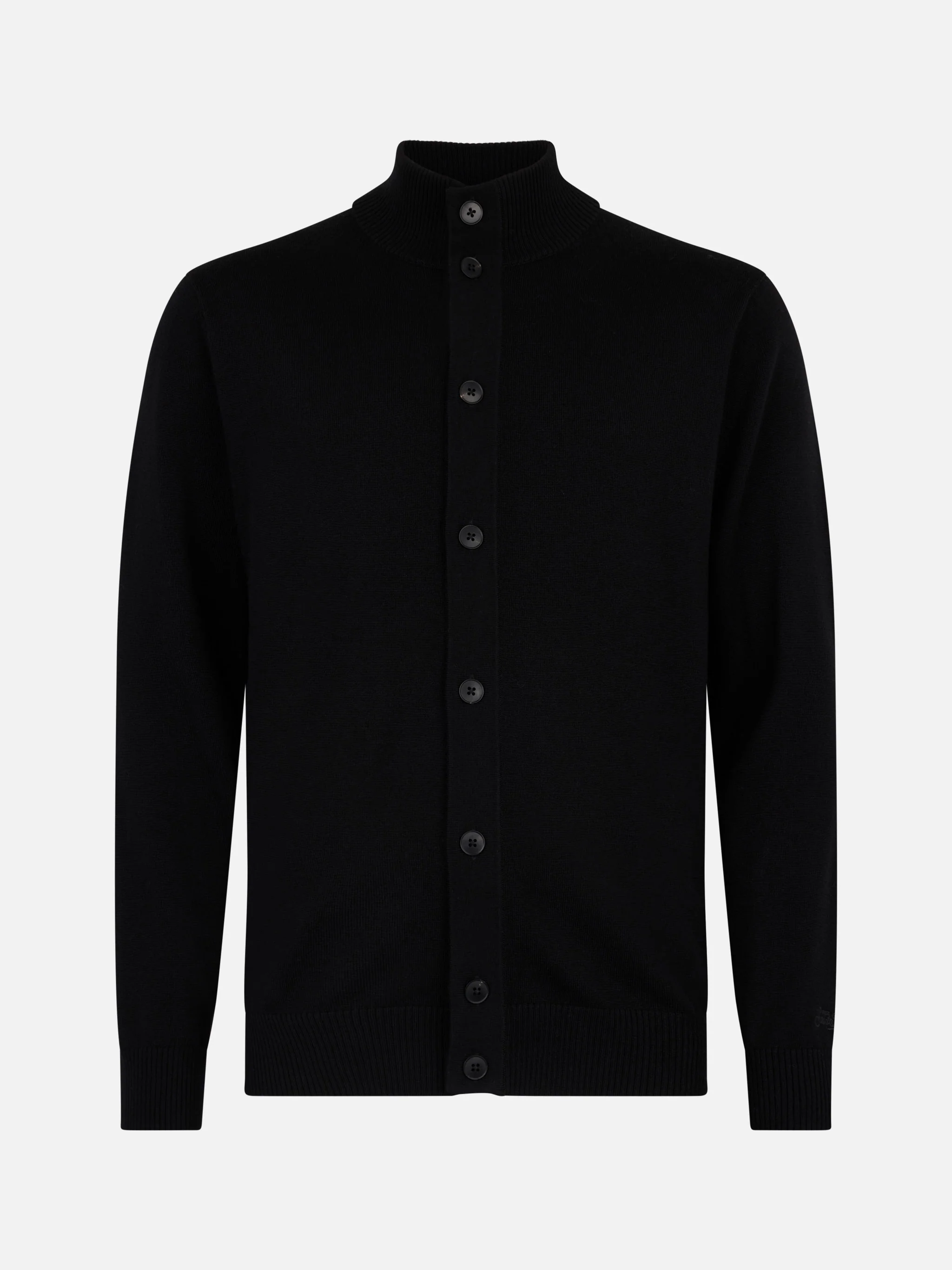 Cardigan nero da uomo Savile in lana merino