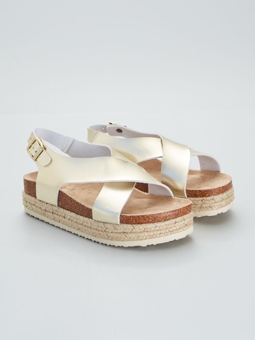 Sandalen met hoge zool - BEIGE
