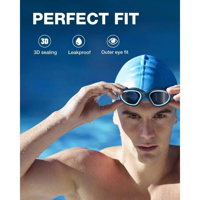 Lunettes de natation polarisées pour homme et femme, anti-buée, 100% anti-UV, lunettes de plongée - Blanc