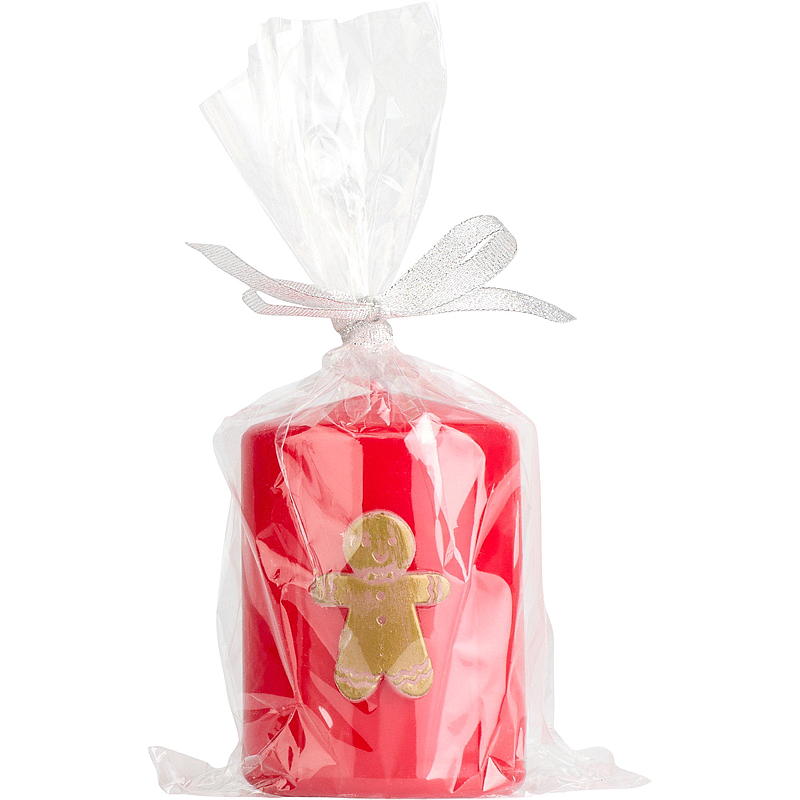 Kubelys 10 cm ø 7 cm rød med julemotiv