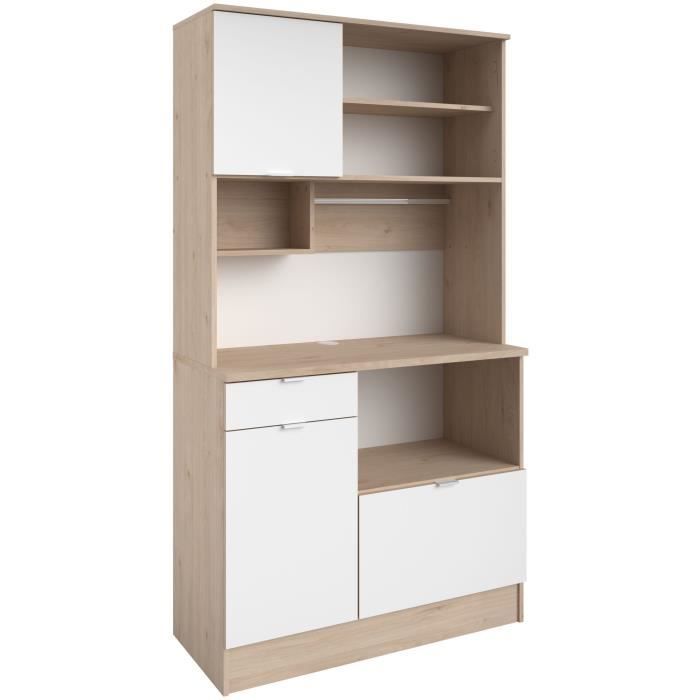 Aparador de cocina - BECOOL - 100,2 x 185,7 x 45,3 cm - Roble / Blanco - PARISOT