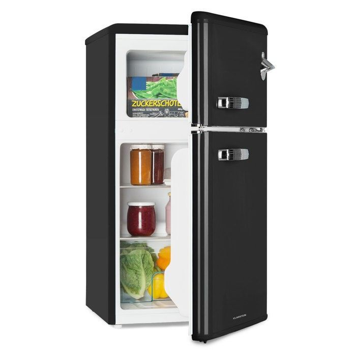 Klarstein Irene Fridge-Freezer Combination 85 Liters Retro Design Black