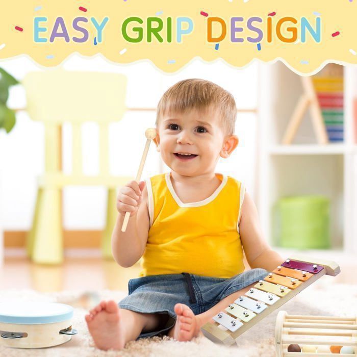 Strumenti musicali Montessori per neonati – Kit 8 in 1 per bambini da 1 a 3 anni, regalo di Natale e compleanno per bambini e bambine