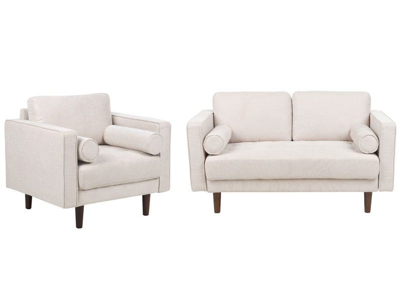 Zestaw wypoczynkowy 3-osobowy sofa fotel beżowy