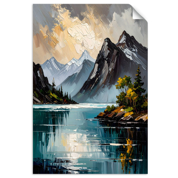 Naklejka samoprzylepna do salonu Feeby Krajobraz Jezioro Góry Natura 20x30