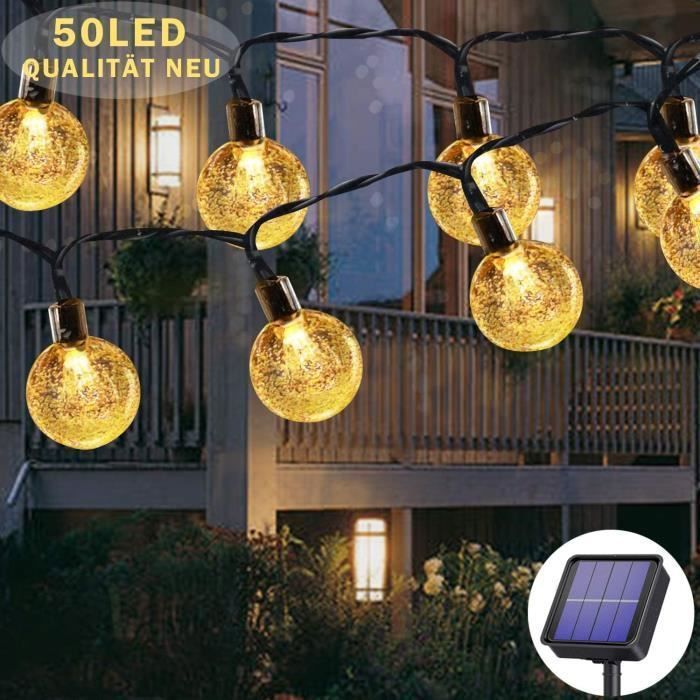 8-tilainen monivärinen LED-aurinkokennovalosarja, 7 m, 50 lamppua, IP65, sisä- ja ulkokäyttöön