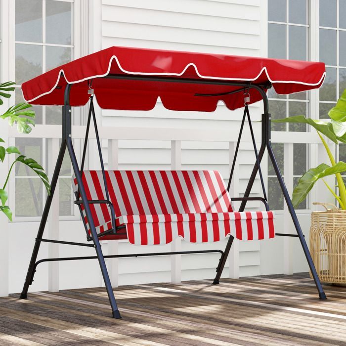 Columpio de jardín - Outsunny - 172x110x153cm - Acero - rojo