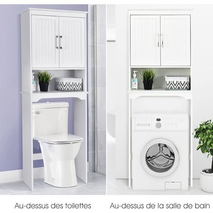 Mueble de baño COSTWAY con 3 estantes para almacenamiento, blanco moderno, 63 x 23 x 168 cm