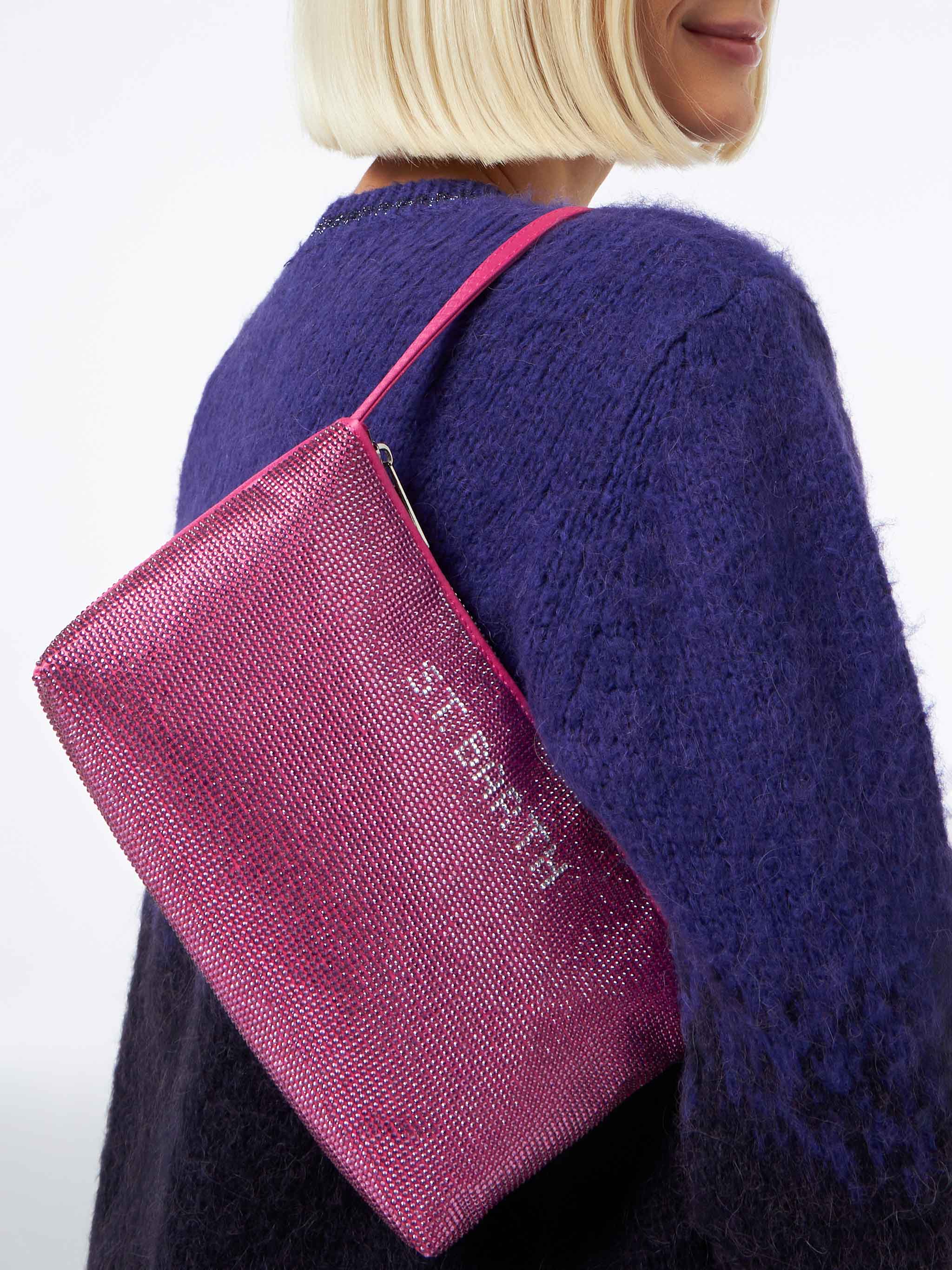 Minitasje met fuchsia strass-steentjes
