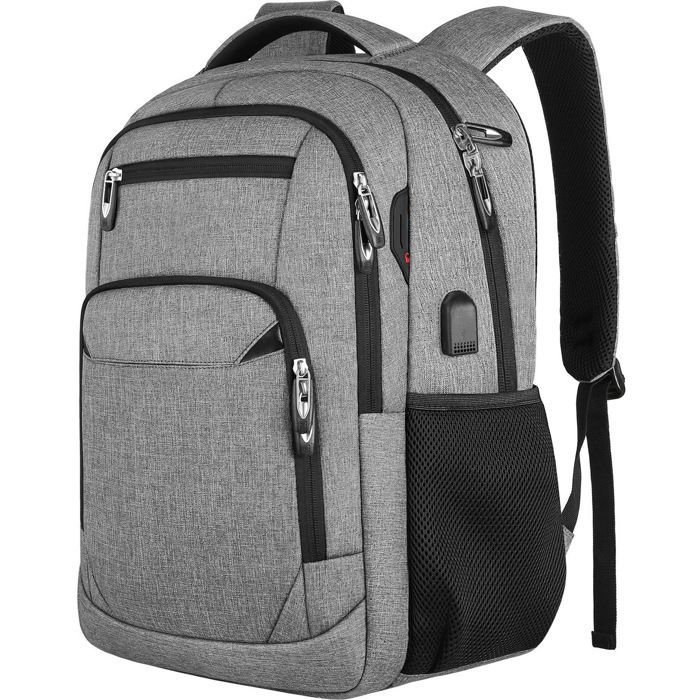 Mochila técnica impermeable de 17,3 pulgadas, gran capacidad de almacenamiento, con puerto USB - Gris