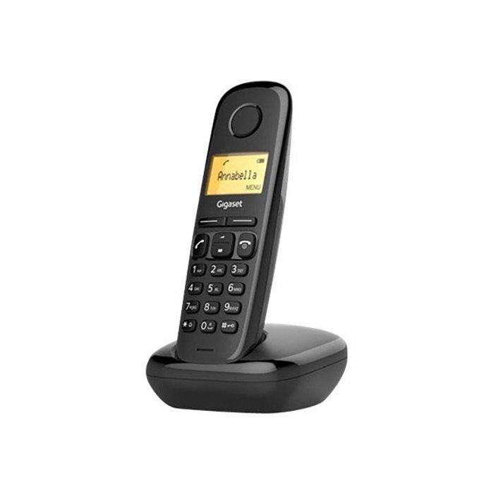 Teléfono fijo GIGASET A170 - Pantalla retroiluminada - Agenda para 50 contactos - Batería recargable - Negro