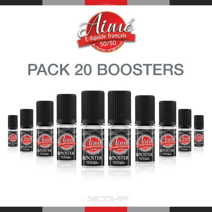 Pack of 20 E-liquids with Nicotine Boosters, Aimé 50-50