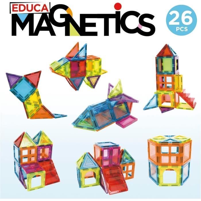 Jeu éducatif - EDUCA Magnetics - Construction 3D magnétique avec 26 pièces pour stimuler la créativité des enfants