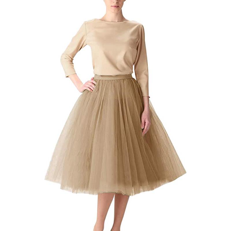 Jupe de bal courte trapèze en tulle, longueur genou, style tutu, pour femme