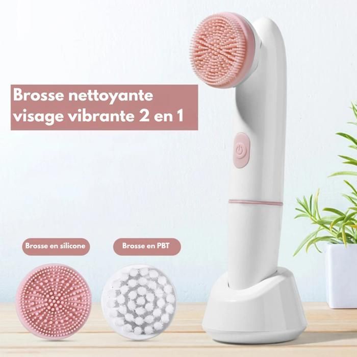 GAVI STORE | Brosse nettoyante visage électrique 2 vitesses | Silicone double tête vibrante | Imperméable | Massage & nettoyage