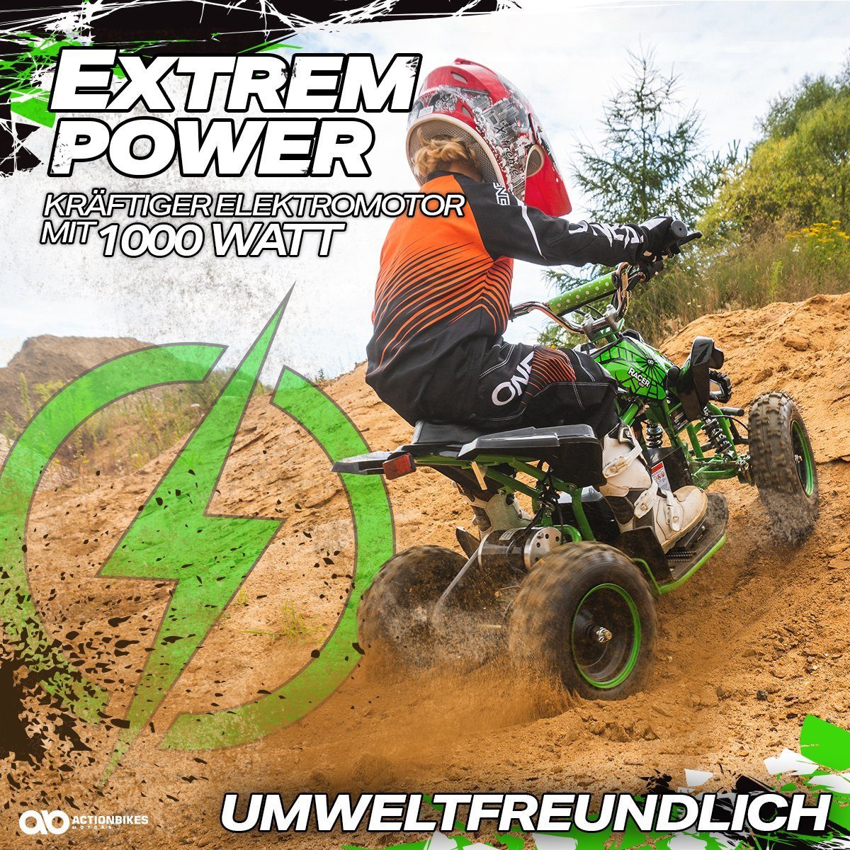 Actionbikes Motors Elektromos Gyermek Quad Mini Gyermek Elektromos Quad Racer 1000 W 36 V, teherbírás 50 kg, (1 darab), akár 50 kg - tárcsafékek - Safety Touch System lábkapcsoló