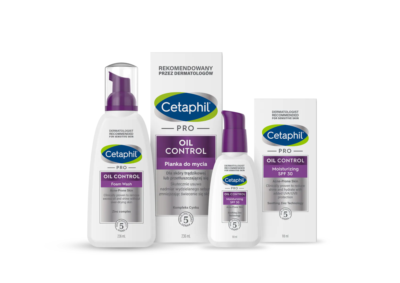 Cetaphil Zestaw kosmetyków: Pro Oil Control Krem nawilżająco-matujący SPF30 + Pro Oil Control Pianka do mycia