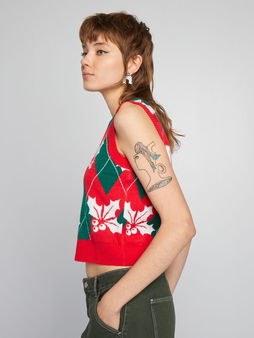 Jersey navideño sin mangas - ROJO
