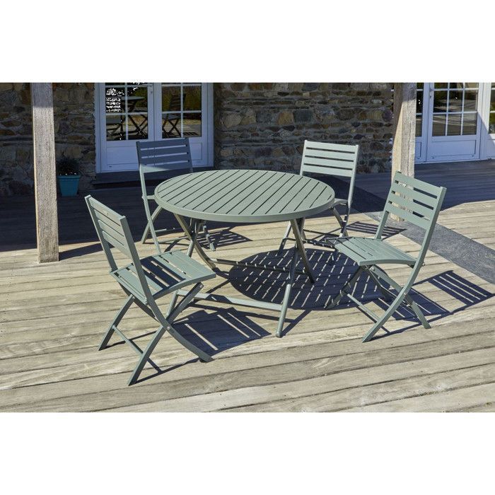 4-persoons aluminium tuinset - Khaki