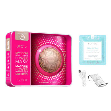Foreo UFO 2 oppvarmet LED-kraftmaske fuchsia enhetsapplikator ansiktsmasker LED-lys