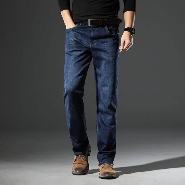 Pantalones vaqueros rectos elásticos para hombre, estilo otoño/primavera - Azul - INSFITY - Talla estándar