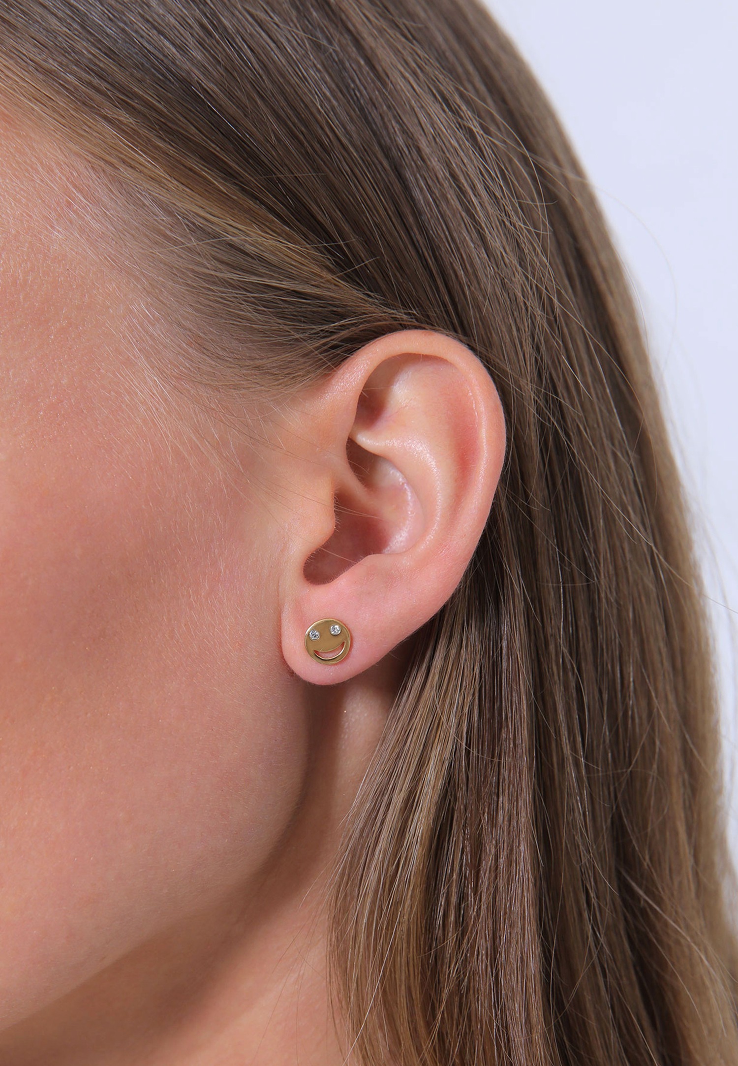 Elli Femmes clous d'oreilles avec Smiling Face et cristal en argent sterling 925