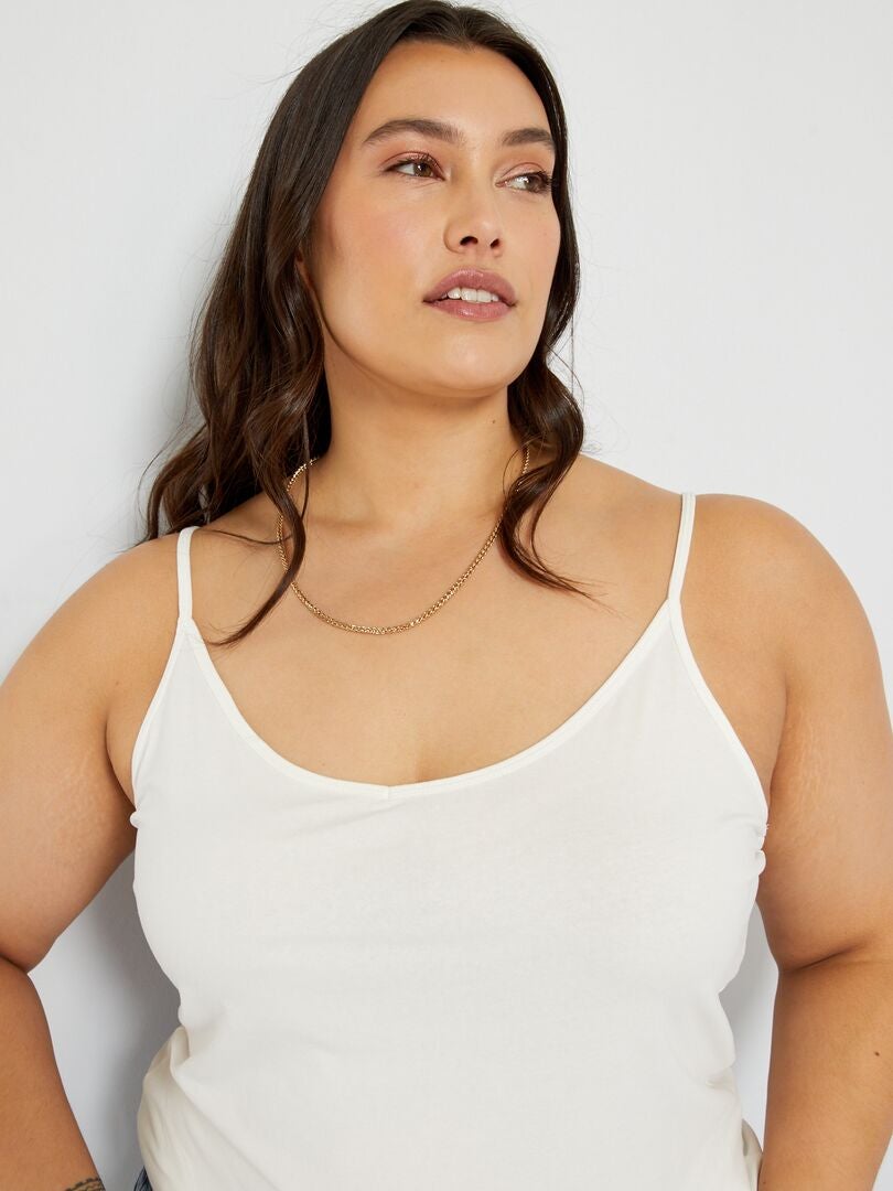 Top de malha com alças finas - Branco