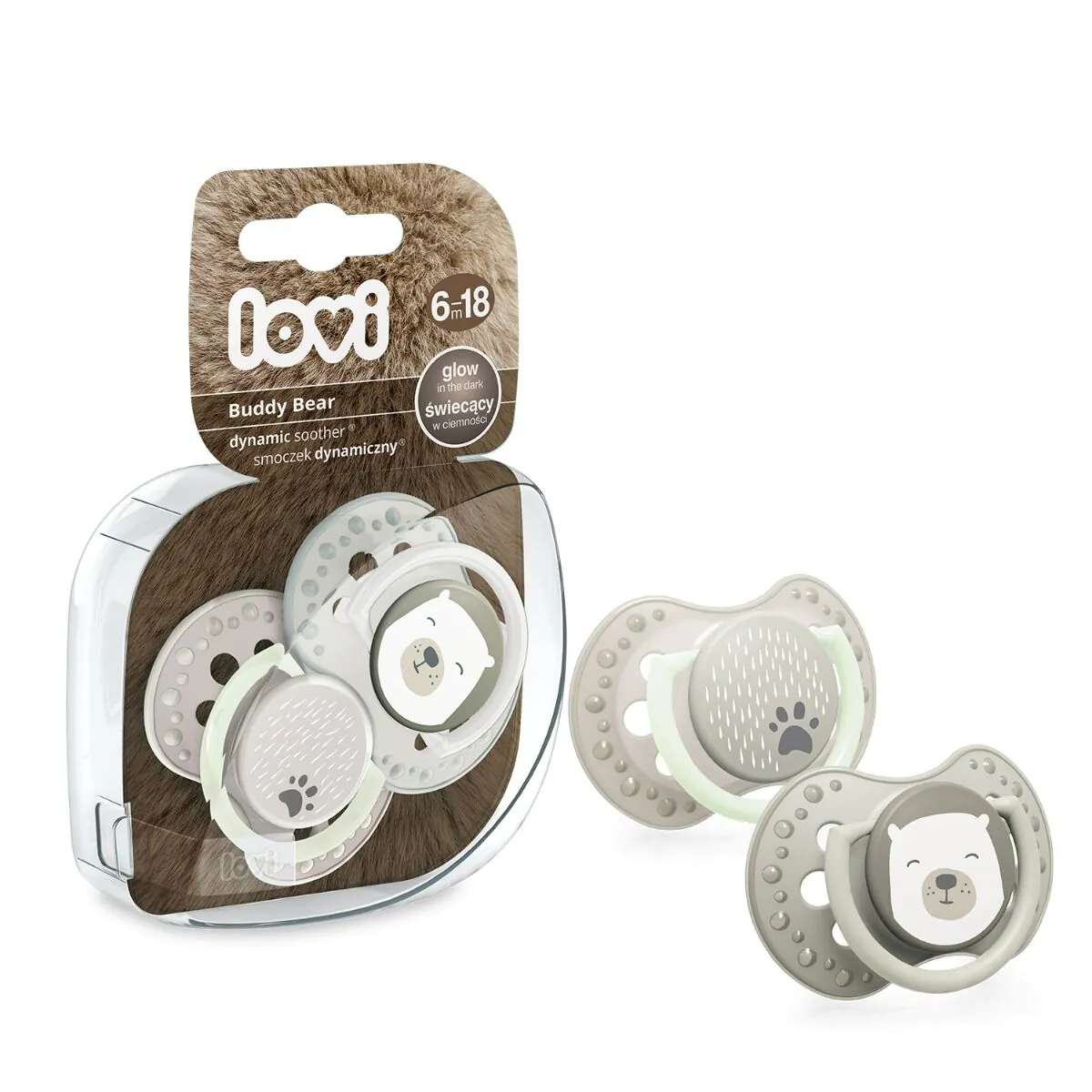 Lovi Smoczek Silikonowy Dynamiczny Buddy Bear 6-18M