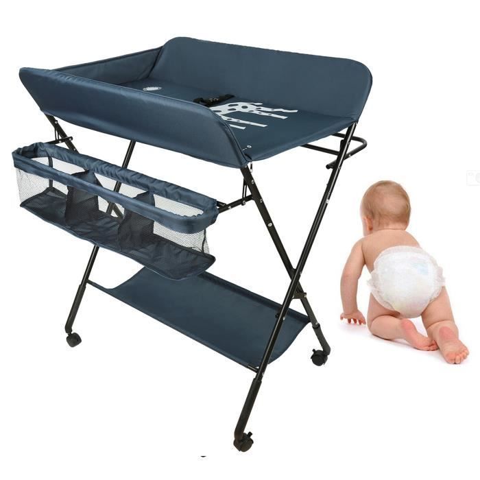 Cambiador plegable Homewell - Azul - 80 * 66 * 98 cm - Con cinturón de seguridad