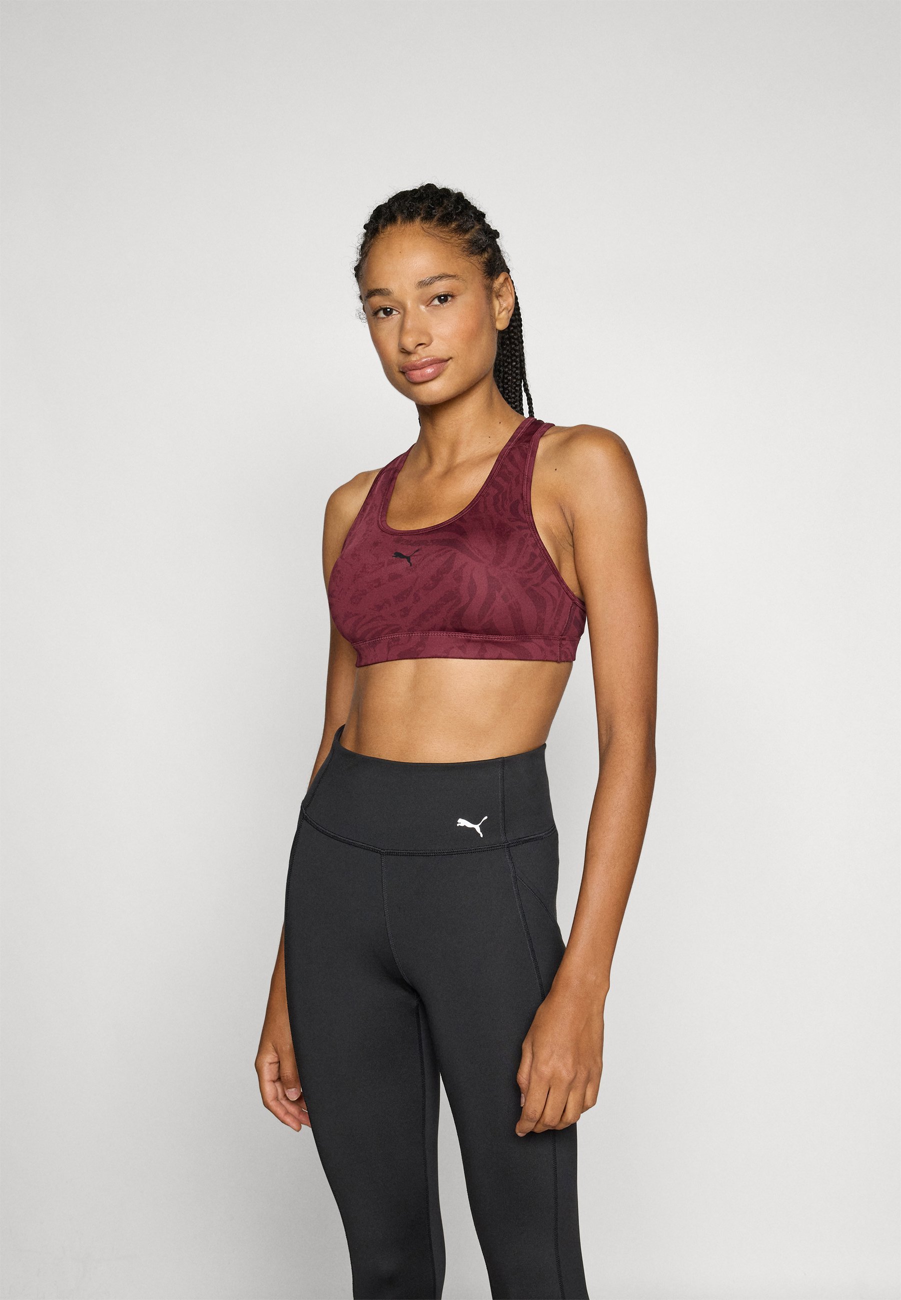 Soutien-gorge de sport Puma à rayures et rembourrage - Maintien moyen - effet rubis scintillant