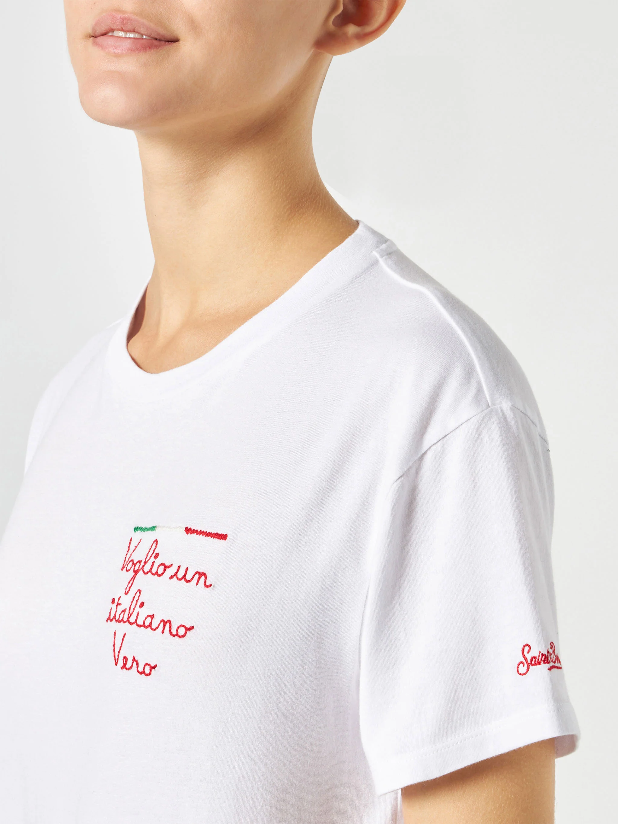 Dames katoenen T-shirt met borduurwerk