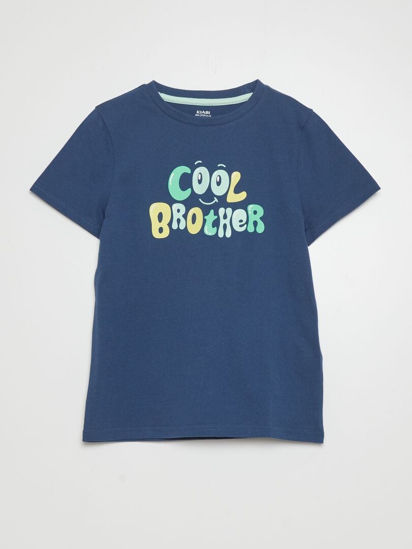 Camiseta de manga curta e gola redonda - AZUL