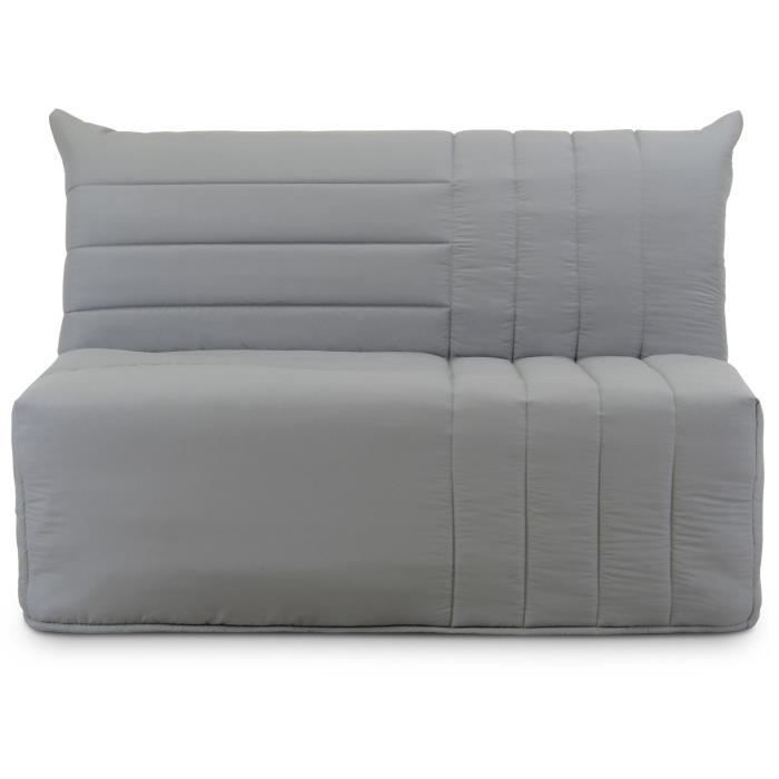 Banquette BZ 2 places BECCI - Tissu gris - Matelas Bultex - L142 x P101 x H95cm - Fabrication française