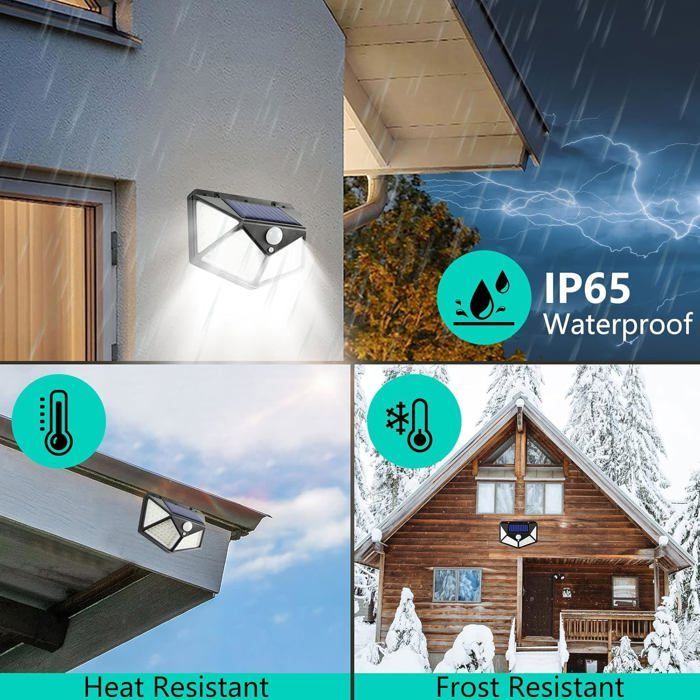 Paquete de 5 luces solares exteriores con sensor de movimiento, focos LED, luces de pared para jardín, resistentes al agua IP65, 3 modos.