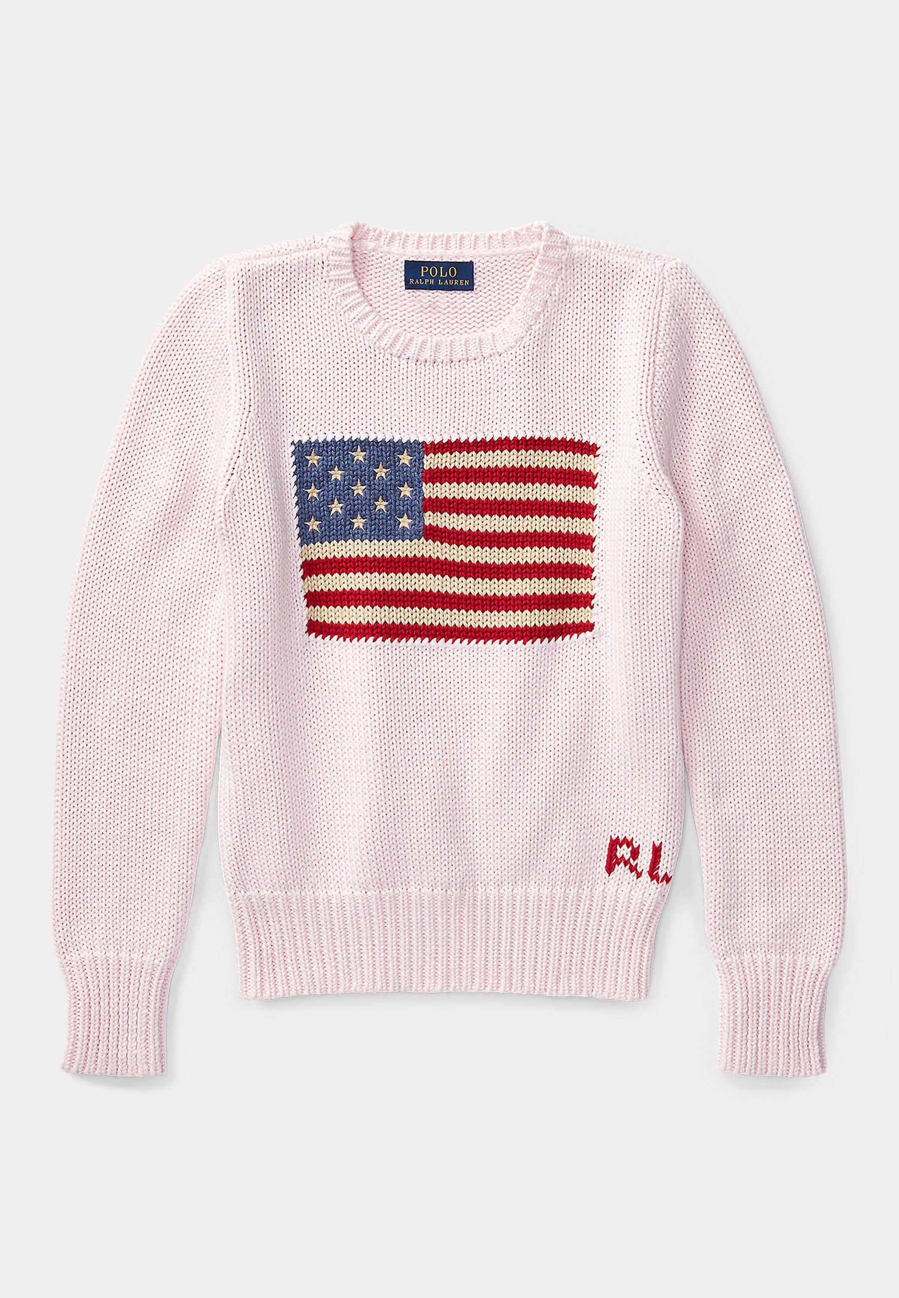 Maglione girocollo in cotone con bandiera Polo Ralph Lauren - Maglione - rosa acacia